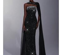 Élégant style minimaliste de la friche, bustier asymétrique crocheté avec perles. Jupe droite de taille haute luxueuse, moulante, avec fente au dos (volant en mousseline détachable). Convient à divers