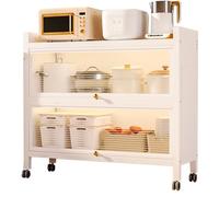 Élégant support à micro-ondes à 5 niveaux et grille de four avec porte rabattable - Étagère polyvalente pour les épices, les plats, les casseroles et les poêles - Solution de rangement élégante pour