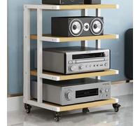 Élégant support audio moderne à 5 niveaux avec roues de frein - Support d'angle Hifi pour composants AV et systèmes de divertissement à domicile - Tour audio peu encombrante