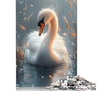 Elegant Swan in Water Puzzle 1000 Pièces Cadeau Unique Jeu Éducatif Challenge Toy À De Qualité Supérieure Peinture Art pour Adultes Et Enfants 1000pcs (75x50cm)