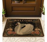 Elegant Swan Paillasson de bienvenue, tapis d'entrée extérieur et intérieur, tapis décoratif pour la maison, antidérapant et facile à nettoyer, 73,6 x 43,2 cm