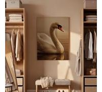 Elegant Swan Toile murale, Serene Water Oiseau Nature Imprimé, Graceful Wildlife Décoration Pour Chambre à coucher, Salon (50x75cm/Sans cadre)