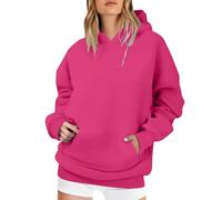 Élégant sweat à capuche pour femme - Sweat-shirt à capuche surdimensionné pour femme - Grandes tailles - Pull à capuche ample - T-shirt basique à manches longues - Avec poches - Streetwear - Couleur