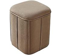 Élégant tabouret cube de rangement en velours pour salon et entrée, bleu et kaki, petit ottomane polyvalent avec rangement caché, 32 x 32 x 45 cm et 32 x 32 x 37 cm.
