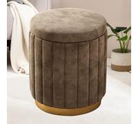 Élégant tabouret de coiffeuse avec pouf de rangement, repose-pieds pour chambre à coucher et salle de maquillage, petit banc ottoman avec couvercle amovible, 44 x 34 cm, crème