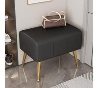 Élégant tabouret en bois noir avec pieds en métal, repose-pieds en éponge douce, banc à chaussures multi-usage pour entrée, salon, balcon, dressing (50,8 x 35,6 x 40,6 cm)