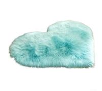 Élégant tapis antidérapant en forme de cœur en peluche pour chambre à coucher ou chambre d'enfant, imitation laine douce, ajoute du charme à n'importe quelle pièce (bleu clair)