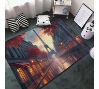 Élégant tapis imprimé rue Paris rouge pour salon, chambre à coucher, tapis doux lavable 9,1 x 152,4 cm, antidérapant pour décoration de chambre à coucher, esthétique 152,4 x 99,1 cm
