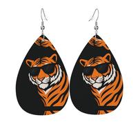 Élégant Tiger-Gigapixel-Standard-Scale-4_00x Boucles d'oreilles en cuir en forme de larme avec pendentif imprimé pour femme avec crochet Mode vintage fête au quotidien, taille unique, Cuir