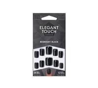 Elegant Touch Core Colour Nails With Glue Squoval Midnight Black 24uts