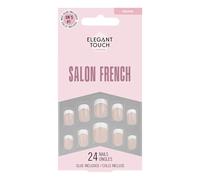 Elegant Touch Ongles French naturels 126 Rosée Carrés Avec colle 24 unités Taille S