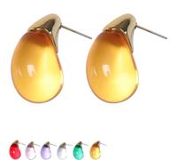 Elegant Transparent Drop Earrings, Elegant Transparent Water Droplet Earrings for Women, Lightweight Waterdrop Jewelry for Party & Daily Life (Yellow)