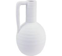 Elégant vase décoratif en céramique blanche avec anse - Vase rustique H26cm pour fleurs séchées et plantes artificielles