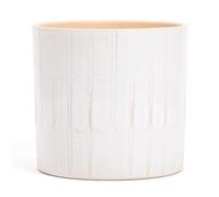 Élégant vase en terre cuite, blanc avec arcs décorés | Diamètre 13,5 cm - Hauteur 13 cm | Vase décoratif pour plantes, fleurs, bonsaï, plantes succulentes, Sansevieria | Cache-pot d'intérieur moderne