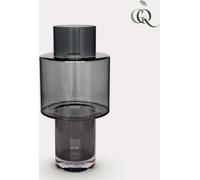 Elégant vase en verre Juba Gris H40 W20 - Parfait pour les fleurs et la décoration élégante