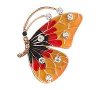 Elegant Vintage Brooch for Dress Rhinestone Butterfly Breastpin Black Red Yellow
