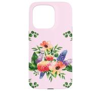 Elegant Watercolor Floral Bouquet Design with Vibrant Flower Coque pour iPhone 15 Pro