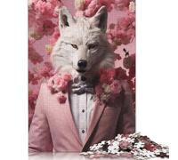 Elegant Wolf in Pink Suit Puzzle 1000 Pièces Educa Jouet en Bois Jeu D'Intelligence Décoration Intérieure Jeu Éducatif Challenge Toy Adultes Et Enfants À Partir De 14 Ans 1000pcs (40x28cm)