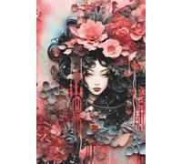 Elegant Woman Framed by Lush Blossoms in Shades of Coral, Rose, and Midnight Blue: Diary