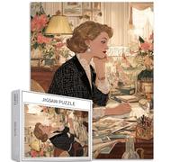 Elegant Women in The Office Casse-tête de 1 000 pièces pour adultes - Scène de bureau rétro - Puzzle artistique stimulant - Jeux d'activités familiales - Puzzle coloré pour décoration d'intérieur