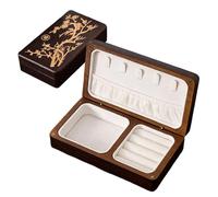 Elegant Wooden Box, Portable Vintage Jewelry Organizer, 8x6 Inches Storage Case with Compartments, Authentic Wood Material, Earring Holder with Classic Design, Jewelry Box for Rings Bracelets