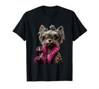 Élégant Yorkshire Portrait de Chien à la Mode vin Rouge Terrier Graphique T-Shirt