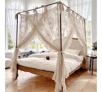 Elegant4CornerPostBedCanopy avec rideau/NetforFull/Queen/KingSizeBedsLuxuriousBedDecorforUltimateComfortandStyle