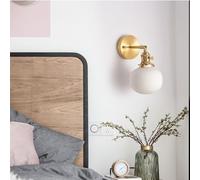 ÉlégantBlancRibbedGlassWallSconceNordicCeramicShade & Gold AccentFrenchCountryMilkGlassLightFixtureforbedroomDecorVintageStyleWall MountedLamp.