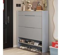 Élégante armoire à chaussures en bois, à rabat et grand tiroir, étagère étroite multicouche pour le rangement d'entrée, support à chaussures gris pour la maison, gain de place (60 cm)