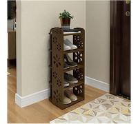 Élégante armoire à chaussures étroite de grande capacité sculptée (26 x 25 x 51 cm), petit organiseur marron foncé à 5 niveaux pour entrée de maison