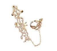 Élégante bague à double doigt avec strass - Motif floral - Pour femme - Bijoux de fête en alliage - Accessoire réglable en forme de fleur en strass, taille unique, Comme décrit, Comme décrit.