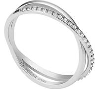 Elégante bague en acier avec cristaux JF04078040 - Circonférence : 52 mm.