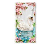 Élégante bannière de porte décorative en forme de cygne - Scène d'eau florale de pêche - Décoration d'extérieur pour intérieur ou extérieur - Fournitures de festival sur le thème de la nature - 91,4 x