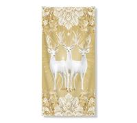 Élégante bannière décorative vintage en bois de cerf doré pour porte d'entrée, intérieur ou extérieur, fournitures de vacances d'hiver, 91,4 x 183 cm