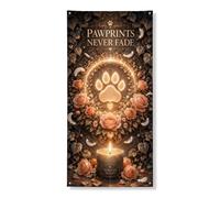 Élégante bannière florale pour porte, motif vintage empreinte de patte de rose pour souvenir, décoration d'intérieur ou d'extérieur, fournitures de festival commémoratif, 91,4 x 183 cm