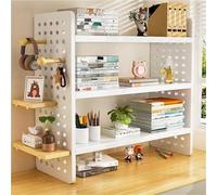 Élégante bibliothèque de bureau Holz blanche avec crochets en panneau perforé - Présentoir multifonction pour bureau à domicile (40 x 20 x 60 cm) - Solution de rangement efficace pour un espace de