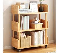 Élégante bibliothèque mobile à 2 niveaux sur roulettes - Économie d'espace - En bois pour chambre à coucher, salon et bureau à domicile - Finition chêne naturel - 152,4 x 61 x 200,9 cm - Parfaite pour