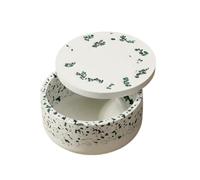 Élégante boîte à bijoux en gypse avec fonction de démagnétisation - Rangement pour alliances, décoration d'intérieur, cadeau pour femme (vert-L)