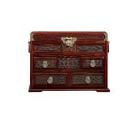 Élégante boîte à Bijoux rétro Chinoise en Bois Massif - Solution de Rangement élégante pour Coiffeuse, Design Compact, Parfaite pour Organiser Colliers, bagues et Boucles d'oreilles