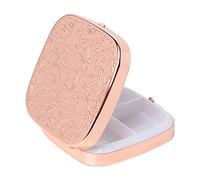 Élégante boîte à pilules de voyage en métal - pour un usage quotidien (Rectangulaire 3 intervalles, Rose)