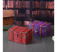Élégante boîte de rangement rétro en bois avec serrure pour les articles essentiels, parfaite pour les clés, les mots de passe et les petits trésors pour la décoration de la maison (violet B)