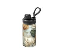 Élégante bouteille d'eau isotherme de 355 ml avec motif floral pour voyage, sport, espace, grande ouverture, acier inoxydable
