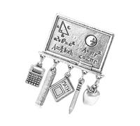 Élégante broche boussole avec breloque artistique adaptée pour une tenue décontractée et une décoration de bureau pendant l'école, taille unique, Comme décrit