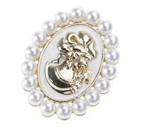 Élégante broche camée florale avec strass pour écharpe, sac à main, chapeau, perles, pour occasions spéciales et cadeau pour femme, L, Comme décrit