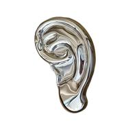 Élégante broche d'oreille en alliage doré et argent - Accessoire de bijoux tendance - Parfait pour les tenues décontractées ou formelles - Broche d'oreille unique, One Size, Comme décrit