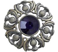 Élégante broche écossaise à carreaux - Design chardon de qualité supérieure avec pierre étincelante - Épingle tartan fabriquée à la main - Accessoire de robe Highland luxueux pour femme, 7.6