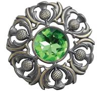 Élégante broche écossaise à carreaux - Design chardon de qualité supérieure avec pierre étincelante - Épingle tartan fabriquée à la main - Accessoire de robe Highland luxueux pour femme, 7.6