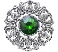 Élégante broche écossaise à carreaux - Design chardon de qualité supérieure avec pierre étincelante - Épingle tartan fabriquée à la main - Accessoire de robe Highland luxueux pour femme, 7.6