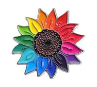 Élégante broche émaillée arc-en-ciel tournesols en alliage robuste, accessoire de bijoux portable pour femmes à la mode, tenues élégantes, épingles tendance pour femmes