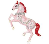 Élégante broche en alliage avec cristaux brillants et émail en forme d'animal - Accessoires pour un look tendance - Bijoux de cheval de dessin animé, taille unique, Comme décrit
